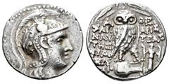 Greek Coins / Grecia Antigua Ática. Tetradracma-Tetradrachm. 136-135 a.C. Atenas. (Cy-2040 similar). (S-2556). Anv.: Cabeza de Atenea a derecha, con casco ateniense de triple cresta. Rev.: Lechuza a d