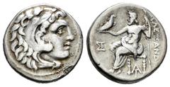 Greek Coins / Grecia Antigua Imperio Macedonio. Alejandro III Magno. Dracma-Drachm. 336-323 a.C. Incierta. (Müller-792). Anv.: Cabeza de Heracles a derecha recubierta con piel de león. Rev.: Zeus sent