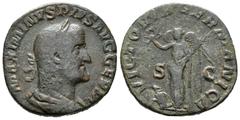 Roman Imperial / Imperio Romano Máximo. Sestercio-Sestertius. 236-238 d.C. Roma. (Spink-8341). (Ric-90). Rev.: VICTORIA GERMANICA SC. Victoria de frente mirando a izquierda con corona y palma, timón a