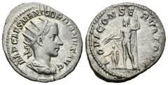 Roman Imperial / Imperio Romano Gordiano III. Antoniniano-Antoninianus. 238-39 d.C. Roma. (Spink-8614). (Ric-2). Rev.: IOVI CONSERVATORI. Júpiter en pie con cetro y haz de rayos, a sus pies pequeña fi