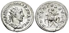 Roman Imperial / Imperio Romano Filipo I. Antoniniano-Antoninianus. 245 d.C. Roma. (Spink-8916). (Ric-26b). Rev.: ADVENTVS AVGG. Filipo I montado a caballo a izquierda con cetro. Ag. 3,79 g. EBC. Est.