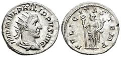 Roman Imperial / Imperio Romano Filipo I. Antoniniano-Antoninianus. 245 d.C. Roma. (Spink-8928). (Ric-31). Rev.: FELICITAS TEMP. Felicitas en pie a izquierda con caduceo y cuerno de la abundancia. Ag.