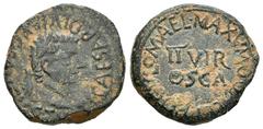 Hispania Antigua / Celtiberian Coins Osca. Semis. 24 a.C.-14 d.C. Huesca. (Abh-1939). (Acip-3220). Rev.: Leyenda interna Q AEL PROCVLO M AEL MAXVMO alrededor de II VIR / OSCA. Ae. 5,69 g. Escasa, aun 