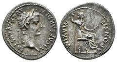 Imperio Romano / Roman Imperial Tiberio. Denario. 16 d.C. Lugdunum. (Spink-1763). (Ric-26). (Ch-16). Anv.: TI CAESAR DIVI AVG F AVGVSTVS. Cabeza laureada de Tiberio a derecha. Rev.: PONTIF MAXIM. Livi