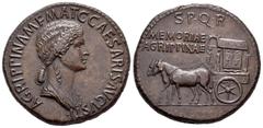 Imperio Romano / Roman Imperial Agripina. Sestercio. 14-37 d.C. Roma. (Ric-55). (Ch-1). Anv.: AGRIPPINA MF MAT C CAESARIS AVGVSTI. Busto de Agripina a derecha. Rev.: SPQR MEMORIAE AGRIPPINAE. Carpentu