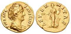 Imperio Romano / Roman Imperial Faustina Madre. Áureo. 150 d.C. Roma. (Ric-349b). (Cal-1746). Anv.: DIVA AVG FAVSTINA. Busto revestido a derecha. Rev.: AETERNITAS. Figura femenina a izquieda, con páte