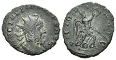 Imperio Romano / Roman Imperial Laeliano. Antoniniano. 269 d.C. Moguntiacum. (Spink-11111). (Ric-9). Rev.: VICTORIA AVG. Victoria avanzandoa derecha con corona y palma. Ag. 2,67 g. Muy rara. MBC. Est.