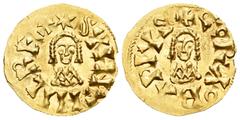 Monedas Visigodas / Visigothic Coins Suinthila (621-631). Tremissis. Córdoba. (Cnv-286.1). Anv.: *SVINTHIL·REX. Rev.: +CORAOBAPIVS. Au. 1,14 g. Brillo original. EBC+. Est...1100,00. Suinthila (621-631