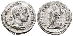 Imperio Romano / Roman Imperial Eliogábalo. Denario. 221-222 d.C. Roma. (Spink-7542). (Ric-141). (Seaby-246). Rev.: SACERD DEI SOLIS ELAGAB. Eliogábalo de pie en frente de un altar con pátera y bastón