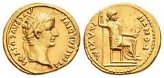 Imperio Romano / Roman Imperial Tiberius. Áureo. 14-37 d.C. Lugdunum. (Ric-25). (Cohen-15). (Cal-305d). Anv.: TI CAESAR DIVI AVG F AVGVSTVS. Cabeza laureada de Tiberio a derecha. Rev.: MAXIM PONTIF. L