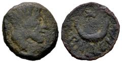Hispania Antigua / Ancient Hispania Balleia. Semis, ¿cuadrante?. 50 a.C. Zona sur de Badajoz. (Abh-211). (Acip-2481). (C-2). Anv.: Cabeza viril a derecha. Rev.: Creciente, en la parte superior tres es