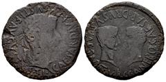 Hispania Antigua / Ancient Hispania Caesar Augusta. As. 14-36 d.C. Zaragoza. (Abh-352). (Acip-3069). Anv.: Cabeza laureada de Tiberio a izquierda, alrededor TI CAESAR DIVI AVGVSTI F AVGVSTVS. Rev.: Ca