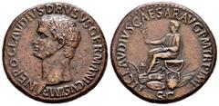 Imperio Romano /Roman Imperial Nero Claudio Druso. Sestercio. 41-42 d.C. Roma. (Spink-1896). (Ric-93). (Ch-8). Anv.: NERO CLAVDIVS DRVSVS GERMANICVS IMP. Cabeza desnuda a izquierda. Rev.: TI CLAVDIVS 