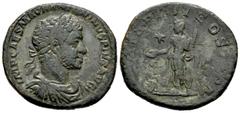 Imperio Romano /Roman Imperial Eliogábalo. Sestercio. 221 d.C. Roma. (Spink-7576). (Ric-327). Rev.: (P M TR) P IIII COS I(II) P P SC. Eliogábalo en pie a izquierda con rama y realizando sacrificio sob