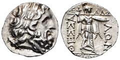 Greek Coins / Grecia Antigua Tesalia. Estátera. 196-146 a.C. (McClean 4805). (BCD Thessaly-no cita). (SNG Copenhagen- no cita). Anv.: Cabeza laureada de Zeus a derecha. Rev.: ΘEΣΣA/ΛΩN - ΦIΛOK / EΠIKP
