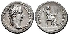 Roman Imperial / Imperio Romano Tiberio. Denario. 18-35 d.C. Lugdunum. (Ric-30). (Ch-16). Anv.: TI CAESAR DIVI AVG F AVGVSTVS. Cabeza laureada a derecha. Rev.: PONTIF MAXIM. Livia (como Pax) sentada a