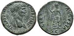 Roman Imperial / Imperio Romano Claudio I. Sestercio. 41-42 d.C. Roma. (Ric-99). (Ch-85). Anv.: TI CLAVDIVS CAESAR AVG P M TR P IMP. Busto laureado a derecha. Rev.: SPES AVGVSTA. Spes avanzando a izqu