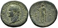 Roman Imperial / Imperio Romano Tito. Sestercio. 80 d.C. Roma. (Spink-2530 variante). (Ric-100). (Ch-222). Anv.: MP T CAES VESP AVG P M TR P P P COS VIII. Busto laureado de Tito a izquierda. Rev.: S C