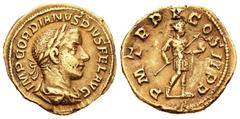 Roman Imperial / Imperio Romano Gordiano III. Áureo. 241-243 d.C. Roma. (Cal-3226). (Ric-106). Anv.: IMP GORDIANVS PIVS FEL AVG. Busto laureado, drapeado y acorazado a derecha. Rev.: PM TR P V COS II 