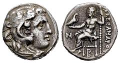 Greek Coins / Grecia Antigua Imperio Macedonio. Antígonos I Monophthalmos. Dracma. 320-301 a.C. Kolophon. A nombre de Alejandro Magno. (Price-1800). Rev.: Zeus sentado a izquierda con cetro y águila, 