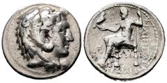 Greek Coins / Grecia Antigua Imperio Macedonio. Alejandro III Magno. Tetradracma. 323-317 a.C. Babylon. (Price-3692). Anv.: Cabeza de Heracles a derecha recubierta con piel de león. Rev.: Zeus sentado