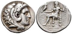 Greek Coins / Grecia Antigua Imperio Macedonio. Alejandro III Magno. Tetradracma. 300-280 a.C. Macedonia. (Müller-734). (Cy-1314 similar). Anv.: Cabeza de Hércules a derecha con piel de león. Rev.: Ze