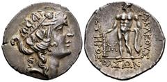 Greek Coins / Grecia Antigua Tracia. Thasos. Tetradracma. 148 a.C. (Gc-1759). (Cy-1530). Anv.: Cabeza de Dionisos con corona de hiedra a derecha. Rev.: Hércules en pie a izquierda, con clava y piel de