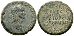 Roman Imperial / Imperio Romano Claudio I. Sestercio. 41-42 d.C. Roma. (Ric-96). (Cohen-39). (Bmc-115). Anv.: TI CLAVDIVS CAESAR AVG P M TR P IMP. Cabeza laureada a la derecha. Rev.: EX SC OB CIVES SE
