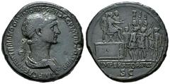 Roman Imperial / Imperio Romano Trajano. Sestercio. 114-117 d.C. Roma. (Ric-658). (Banti-80). Anv.: IMP CAES NER TRAIANO OPTIMO AVG GER DAC P M TR P COS VI P P. Busto laureado y drapeado a derecha. Re