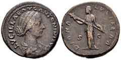 Roman Imperial / Imperio Romano Lucila. Sestercio. 164-166 d.C. Roma. (Spink-5498). (Ric-1734). (Ch-15). Rev.: DIANA LVCIFERA. Diana en pie a izquierda con larga antorcha cogida por las dos manos. Ae.
