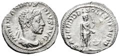Roman Imperial / Imperio Romano Eliogábalo. Denario. 218-222 d.C. Roma. (Ric-131). (Bmcre-225). (Rsc-246). Anv.: IMP ANTONINVS PIVS AVG. Busto laureado con cuerno y drapeado a derecha. Rev.: SACERD DE