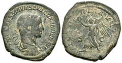 Roman Imperial / Imperio Romano Alejandro Severo. Sestercio. 225 d.C. Roma. (Ric-620c). (Ch-571). Rev.: VICTORIA AVGVSTI SC. Ae. 19,39 g. MBC-. Est...50,00. /// ENGLISH: Severus Alexander. Sestertius.