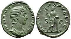 Roman Imperial / Imperio Romano Julia Mamea. Sestercio. 228 d.C. Roma. (Spink-8228). (Ric-676). Rev.: FELICITAS PVBLICA, en campo SC. Felicidad con caduceo acodada en una columna. Ae. 21,34 g. EBC-. E