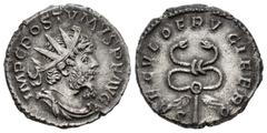 Roman Imperial / Imperio Romano Póstumo. Antoniniano. 265-268 d.C . Colonia. (Spink-10984). (Ric-88). Rev.: SAECVLO FRVGIFERO. Caduceo alado. Ag. 3,91 g. Escasa. EBC-. Est...110,00. /// ENGLISH: Postu