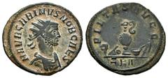 Roman Imperial / Imperio Romano Carino. Antoniniano. 282-283 d.C. Roma. 7ª Oficina, 2ª Emisión. (Ric-V 155). Anv.: M AVR CARINVS NOB CAES. Busto radiado con coraza a derecha . Rev.: PIETAS AVGG. Instr