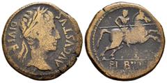 Ancient Hispania / Hispania Antigua Bilbilis. As. 27 a.C.-14 d.C. Calatayud (Zaragoza). Época de Augusto. (Abh-276). (Acip-3016). Anv.: Cabeza laureada de Augusto a derecha, alrededor AVGVSTVS DIVI F.