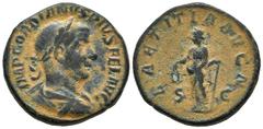 Roman Imperial / Imperio Romano Gordiano III. Sestercio. 238-244 d.C. Roma. (Spink-8712). (Ric-300a). Rev.: LAETITIA AVG N SC. Laetitia en pie a izquierda con timón y corona. Ae. 21,53 g. MBC-. Est...