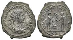 Roman Imperial / Imperio Romano Probo. Antoniniano. 280-281 d.C. Antioquía. (Spink-11960). (Ric-921). Rev.: CLEMENTIA TEMP. Probo en pie a izquierda portando cetro, recibiendo Victoria sobre globo de 