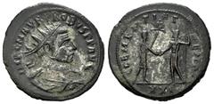 Roman Imperial / Imperio Romano Probo. Antoniniano. 280-281 d.C. Antioquía. (Spink-11960 variante). (Ric-927 variante). Rev.: CLEMENTIA TEMP. Probo en pie a izquierda portando cetro, recibiendo globo 