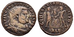 Roman Imperial / Imperio Romano Constancio I. Antoniniano. 296-297 a.C. Alejandría. (Spink-1419). (Ric-48a). Rev.: CONCORDIA MILITVM. Ae. 3,21 g. BC. Est...30,00. /// ENGLISH DESCRIPTION: Constantius 
