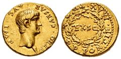 Roman Imperial / Imperio Romano Nero. Aureus. 58-59 AD. Rome. (Ric-14). (Cal-423). Anv.: NERO • CAESAR • AVG • IMP, Bare head right. Rev.: TR•P•IIII•P•P•PONTIF•MAX• around wreath enclosing EX SC. Au. 