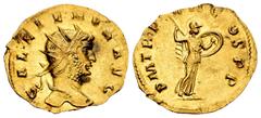 Roman Imperial / Imperio Romano Gallienus. Reduced Aureus. 259 AD. Rome. (Ric-unlisted). (Ch-unlisted). (Cal-unlisted). Anv.: GALLIENVS AVG, radiate bust right. Rev.: P M TR P VII COS P P, Minerva sta