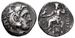 Greek Coins / Grecia Antigua Reino de Macedonia. Alejandro III Magno. Dracma. 310-301 a.C. Kolophon. (Price-No cita). (Müller-No cita). Anv.: Cabeza de Heracles a derecha recubierta con piel de león. 