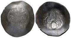 Byzantine Empire / Imperio Bizantino Manuel I Comnenus. Aspron Trachy. 1167-1183 d.C. Constantinopla. (Sear-1966). (Doc-13a). Anv.: Cristo vestido con túnica y colobium, sedente en trono sin respaldo 