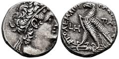 Greek Coins Ptolemaic Kings of Egypt. Kleopatra III and Ptolemy IX Soter II (Lathyros). Tetradrachm. RY 8 = 107/6 BC. Alexandria. (Svoronos-1669). (Sng Cop-352). Anv.: Diademed head of Ptolemy I right