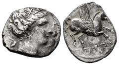 Ancient Hispania Emporiton. Drachm. 200-110 BC. Ampurias (Girona). (Abh-1108). (Acip-212). Ag. 3,98 g. Almost VF. Est...250,00. SPANISH DESCRIPTION: Emporiton. Dracma. 200-110 a.C. Ampurias (Girona). 