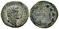 Ancient Hispania Segobriga. Tiberius period. Semis. 14-36 AD. Saelices (Cuenca). (Abh-2190). (Acip-3245). Anv.: Bare head of Tiberius right, around TI CAESAR DIVI AVG F AVGVS F IMP. Rev.: SEGO / BRIGA