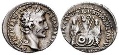 Roman Imperatorial Augustus. Denarius. 7-6 BC. Lugdunum. (Ffc-22). (Ric-207). (Cal-852). Anv.: CAESAR AVGVSTVS DIVI. F. PATER. PATRIE, his laureate head right. Rev.: C.L. CAESARES AVGVSTI. F. COS. DES