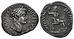 Roman Imperial Tiberius. Denarius. 14-33 AD. Lugdunum. (Spink-1763). (Ric-26). (Seaby-16). Rev.: PONTIF MAXIM. Livia seated to the right with sceptre and branch. Ag. 3,36 g. Choice VF. Est...170,00. S