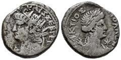 Roman Imperial Nero. Tetradrachm. RY 14, 67/8 AD. Alexandria. (Köln-195-6). (Dattari (Savio)-207). (RPC-5317). Anv.: (NERΩ KΛAV) KAIΣ ΣEB ΓEP AV, radiate bust of Nero left, wearing aegis; LIΔ (date) b